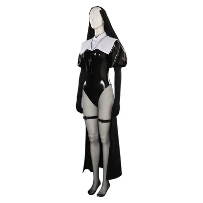 Nun Cosplay Fantasia Sexy Jumpsuit Fantasia Movie The Nun 2 Costume Adult Women Fantasy Halloween Carnival Party Clothes