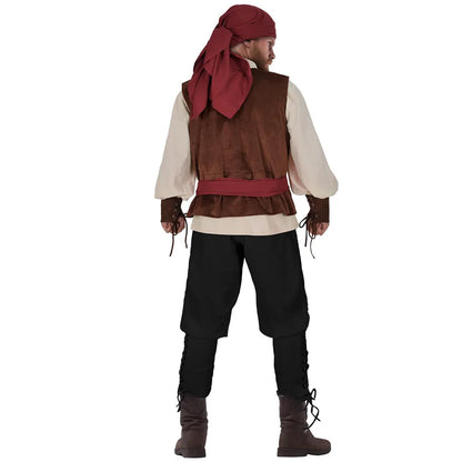 Fantasia Medieval Pirate Cosplay Hat Scarf Vest Clothing Retro Stage Disfraz Costume Men Fantasy Halloween Carnival Party Cloth