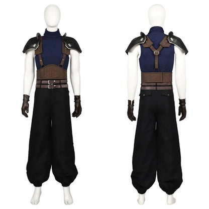 FF7 Zack Cosplay Costume Remake Outfit with Belt Top Pants Accessories Custom Size for Halloween Carnival