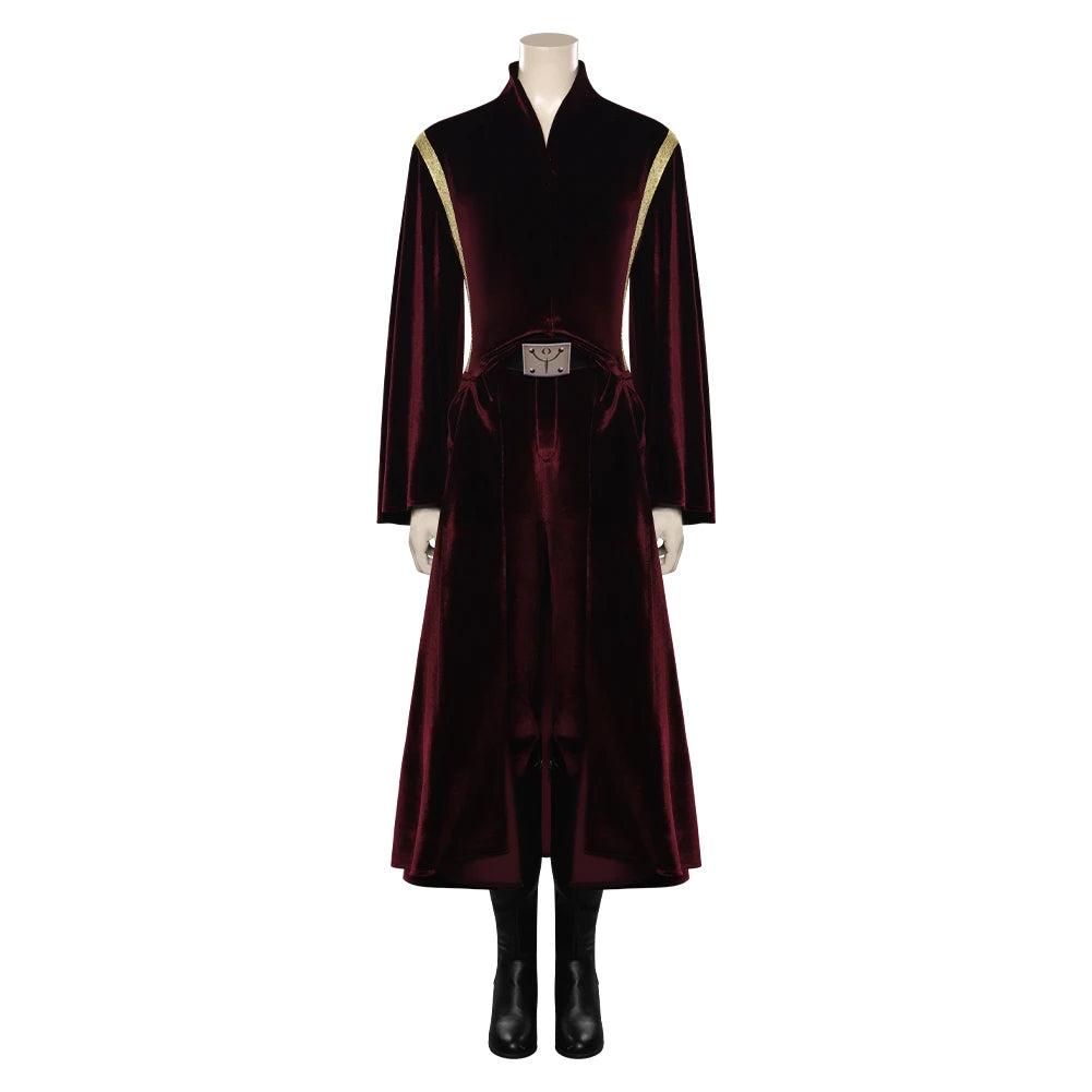 Padme Amidala Cosplay Costume Elegant Burgundy Velvet Dress Women Roleplay Outfit Halloween