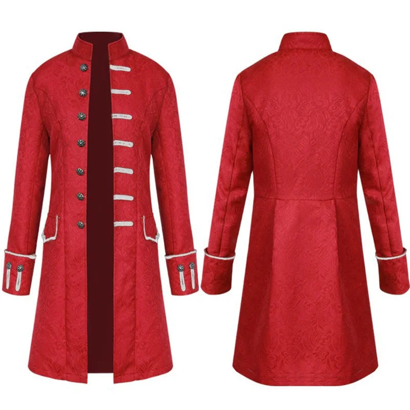 Men Steampunk Vintage Jacket Halloween Costume Retro Gothic Victorian Frock Coat Uniform