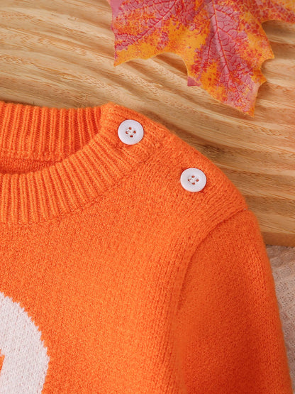 Halloween Children's Sweater Autumn Girls O-neck Knitted Pullover Top Jacquard Ghost Sweater for Boys Holiday Party Costume