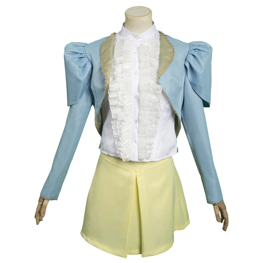 Bella Baxter Cosplay Costume Movie Poor Cos Thing Fantasia Blue Coat Yellow Skirt Outfit Halloween Carnival Party Suit For Adult