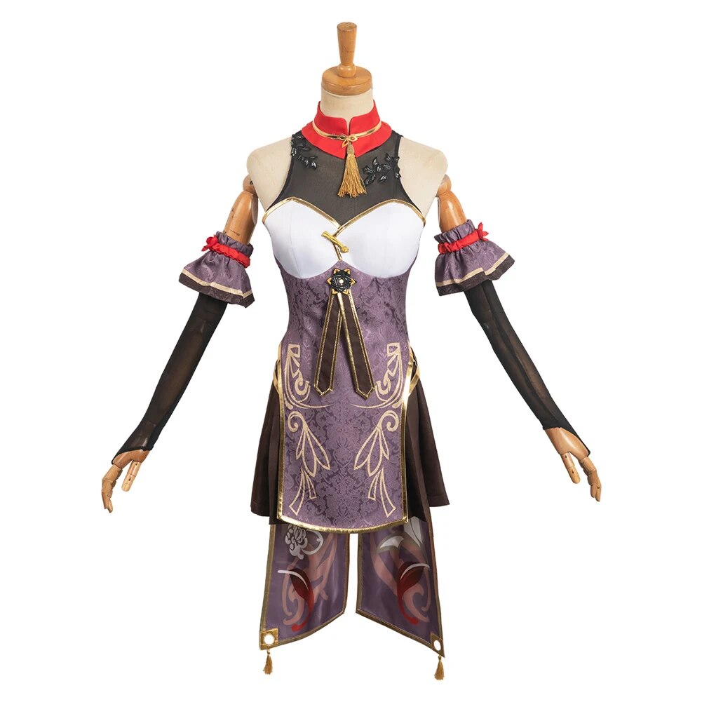 Game Genshin Impact HUTAO Cosplay Cheongsam Costume Women Outfits Girls Dress Skirt Wigs Set Clothing Halloween Party Role Suits