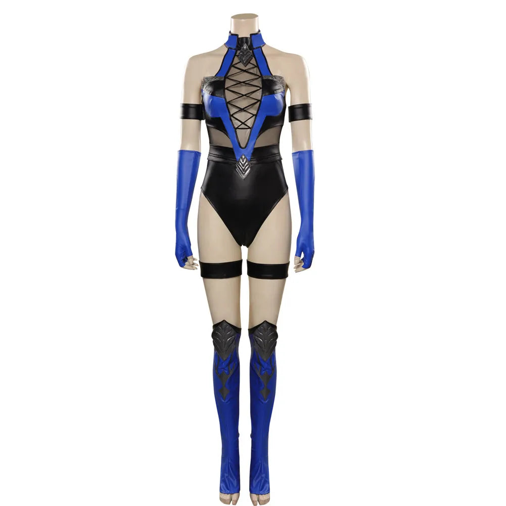 Kitana Cosplay Fantasy Sexy Bodysuit Game Mortal Kombat Costume Women Halloween Party Clothes For Ladies Role Play