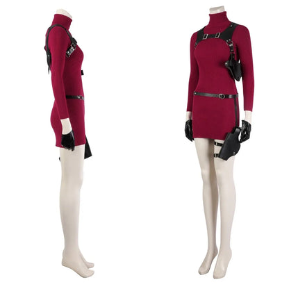 Ada Wong Cosplay Costume Remake Dress Outfit with Accessories for Women Halloween