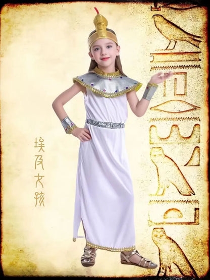 Egyptian Girls Cosplay Costume Christmas Halloween Carnival Party Stage Performance Clothes for Children Holiday Gift