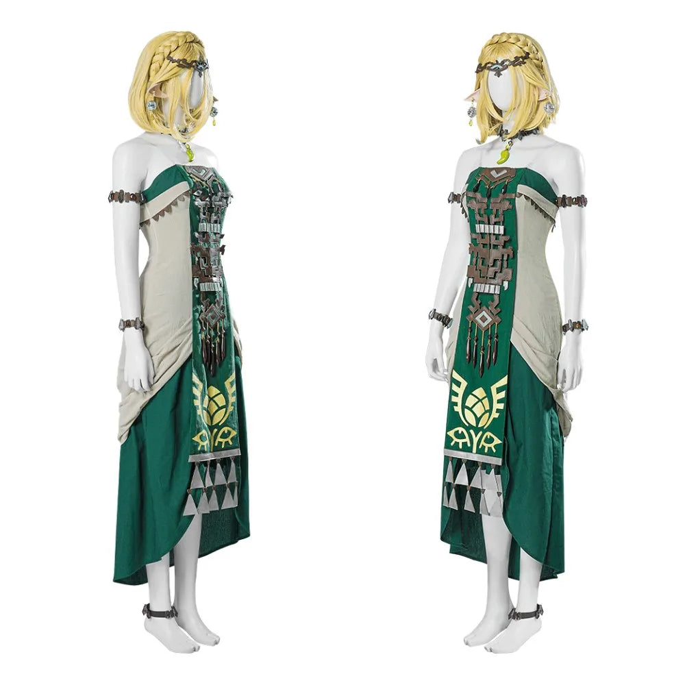 Beautiful Princess Long Dress Disguise Princess Cosplay Zelda Costume Fantasy and Accessories Outfit Halloween Costume for Woman