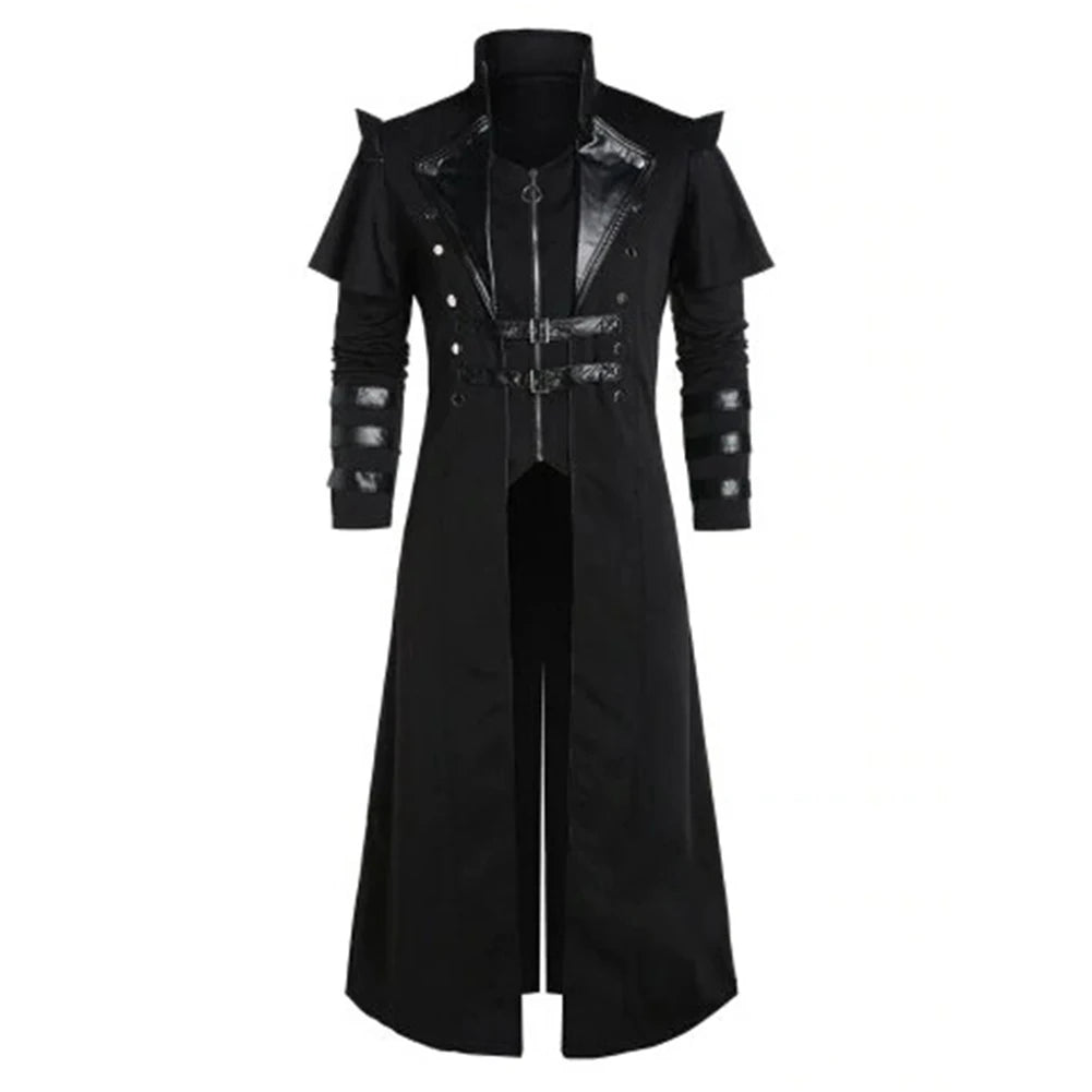 Fantasia Retro Steampunk Knight Cosplay Trench Coat Medieval Disfraz Costume Men Male Fantasy Halloween Carnival Party Clothes