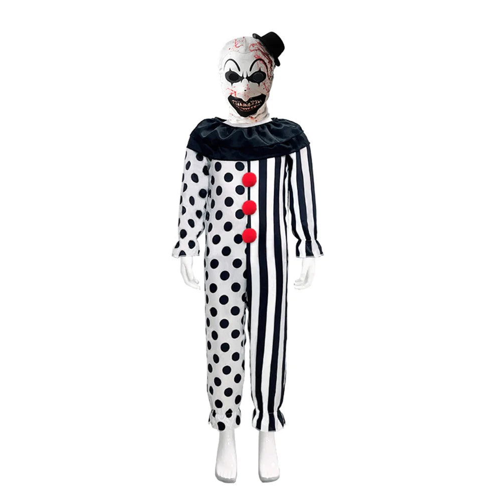 Art The Clown Cosplay Kids Boy Girl Fantasia Movie Terrifier 2 Art Costume Disguise Child Fantasy Halloween Carnival Party Cloth