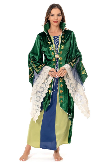 Winifred Sanderson Green Velvet Cosplay Dress Costume for Halloween and Carnival