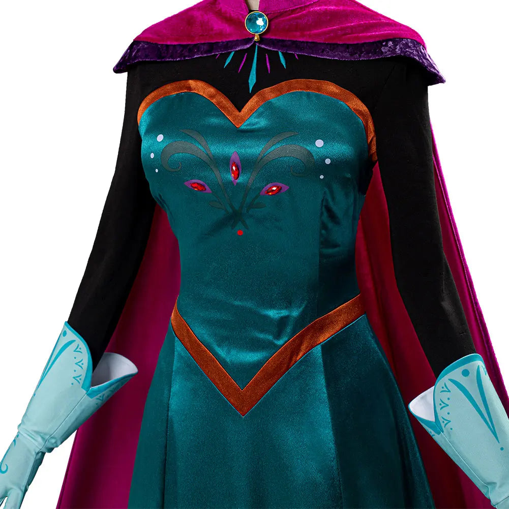 Cosplay Princess Dress Fantasy Clothing Movie Cartoon Princess Queen Halloween Disguise Outfits Glove Cloak Suit Gifts