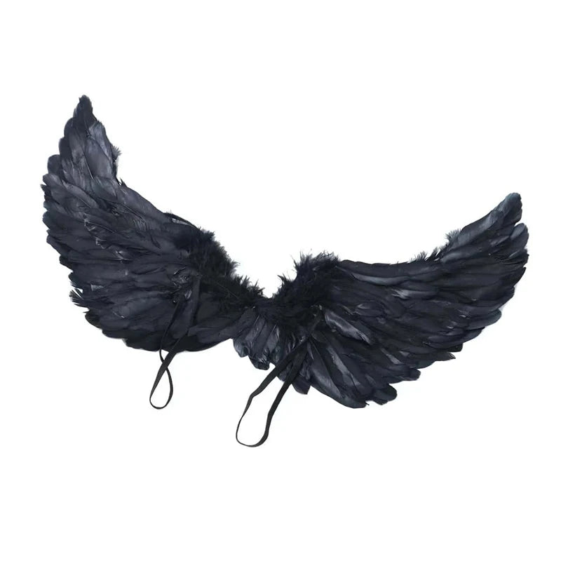 Halloween Party Costumes Feather Angel Wings Men Women Deluxe Wings with Elastic Straps Cosplay Carnival Accessory