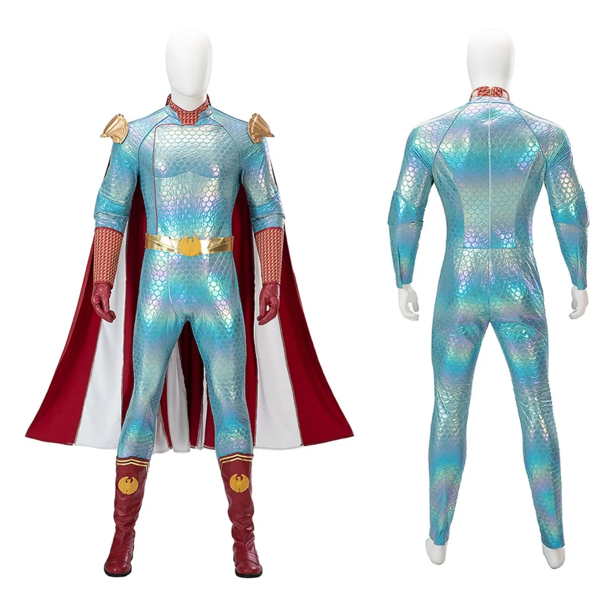 The Boys Homelander Ice Cosplay Costume Jumpsuit Cloak Boots Full Set Custom Size