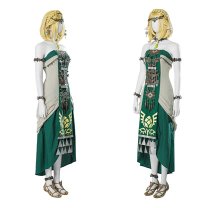 Beautiful Princess Long Dress Disguise Princess Cosplay Zelda Costume Fantasy and Accessories Outfit Halloween Costume for Woman