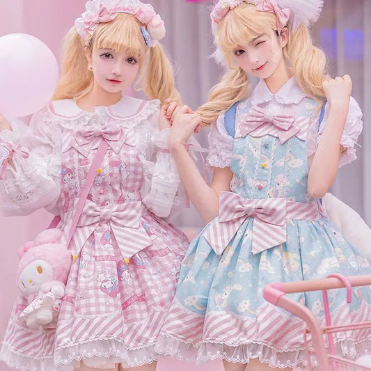 Lolita Dress Kawaii My Melody Bow Lace Dress Princess Dress Halloween Christmas Women's Gift