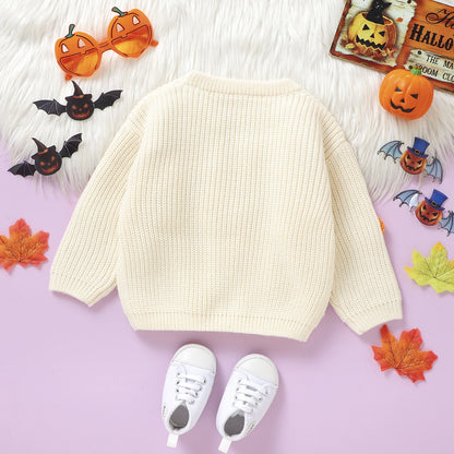 Newborn Baby Girls Boys Winter Sweater Halloween Long Sleeve Crew Neck Pumpkin Warm Pullover Tops Kids Jumper Clothes