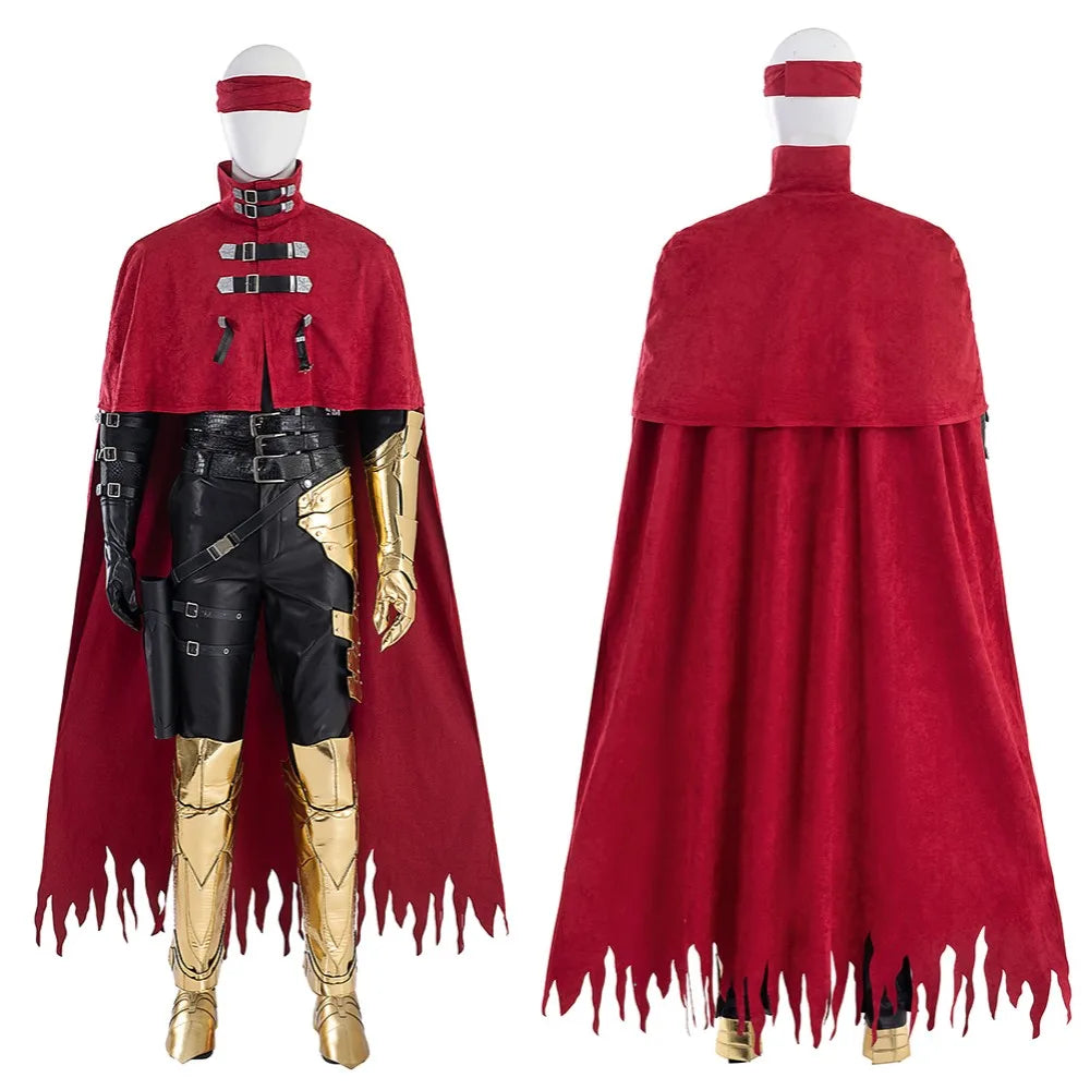 Vincent Valentine Cosplay Costume Red Cloak Leather Top Pants and Accessories Final Fantasy 7 Outfit Full Set