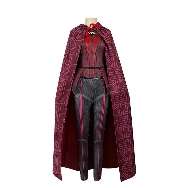 Wanda Vision Scarlet Witch Costume for Women Adult Cloak Bodysuit Pants Outfit Resin Mask Carnival Halloween