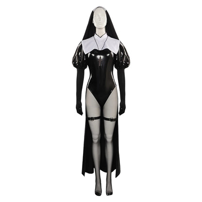 Nun Cosplay Fantasia Sexy Jumpsuit Fantasia Movie The Nun 2 Costume Adult Women Fantasy Halloween Carnival Party Clothes