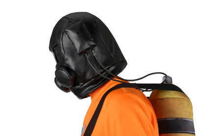 Lethal Company Cosplay Costume Orange Jumpsuit with Protective Harness and Mask Halloween Outfit