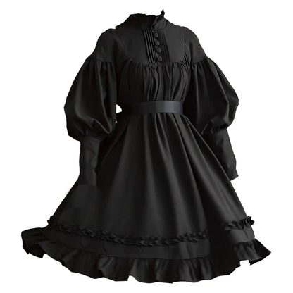 Victorian Medieval Retro Gothic Cosplay Costume Japanese Lolita Girl Long Sleeve Princess Dress Halloween Carnival Party Clothes