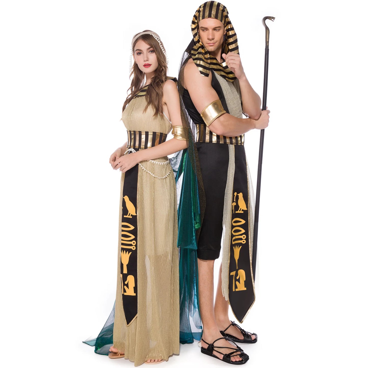 Halloween Carnival Pharaoh Cleopatra Couples Egypt Egyptian Queen Costume Myth Goddess Role Play Cosplay Fancy Party Adult Dress