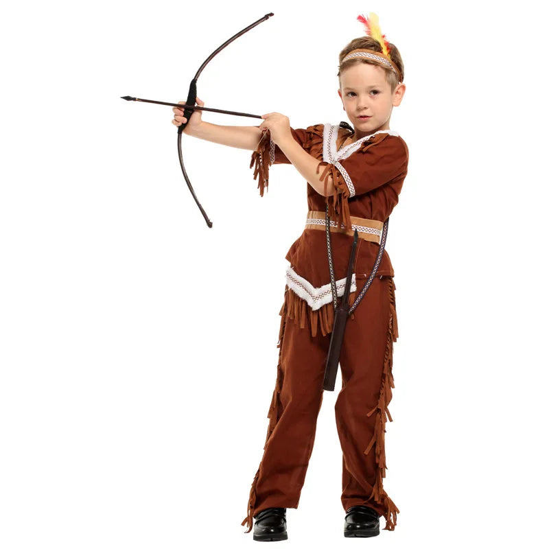 Children's Halloween Indian Princess Costume Pocahontas Hunter Costume Puritan Party Carnival Fancy Dress Up