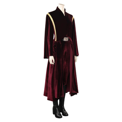 Padme Amidala Cosplay Costume Elegant Burgundy Velvet Dress Women Roleplay Outfit Halloween