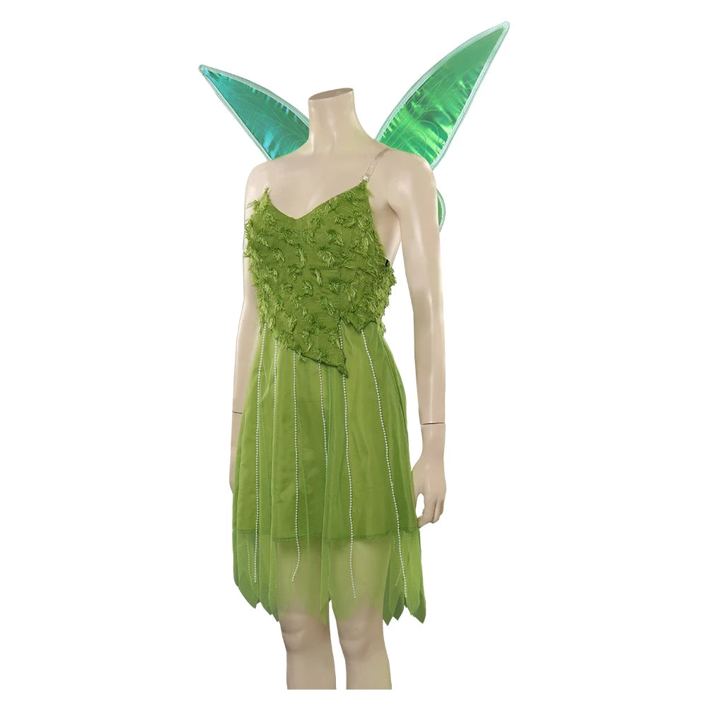 Tinker Bell Cosplay Dress Women Costume Movie Peter Cos Pan Fantasia Elf Roleplay Dress Wings Halloween Carnival Party Outfits