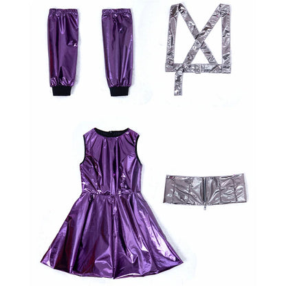 Ariana Grande Lady Cosplay Costume Adult Women Sexy Purple Dress Cocktail Party Skirt Halloween Carnival Outfits