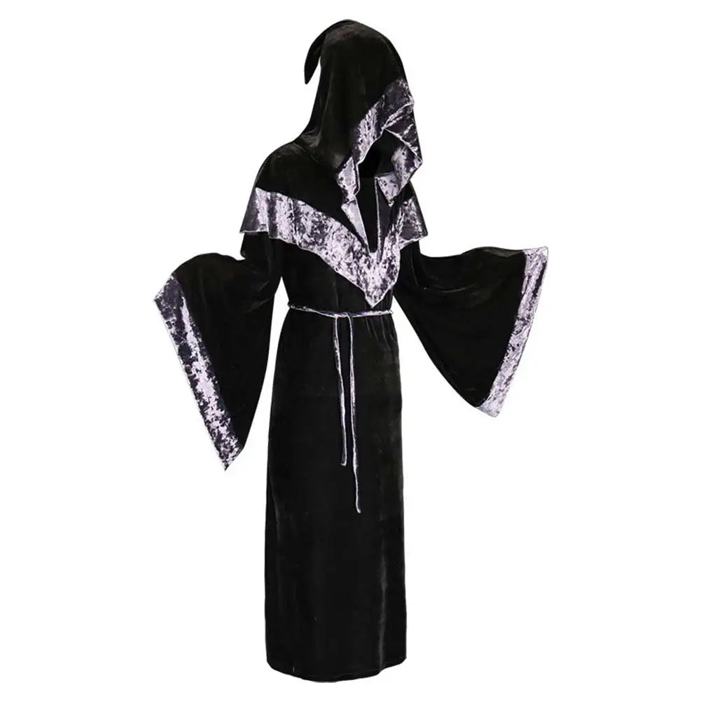 Fantasia Gothic Witch Vampires Cosplay Velvet Black Robe Stage Disfraz Costume Women Fantasy Halloween Carnival Party Clothes