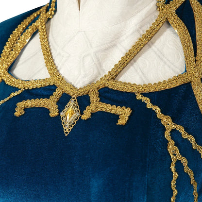 Blue Velvet Zelda Princess Cosplay Costume Dress with Top Skirt and Wig Custom Size Full Set