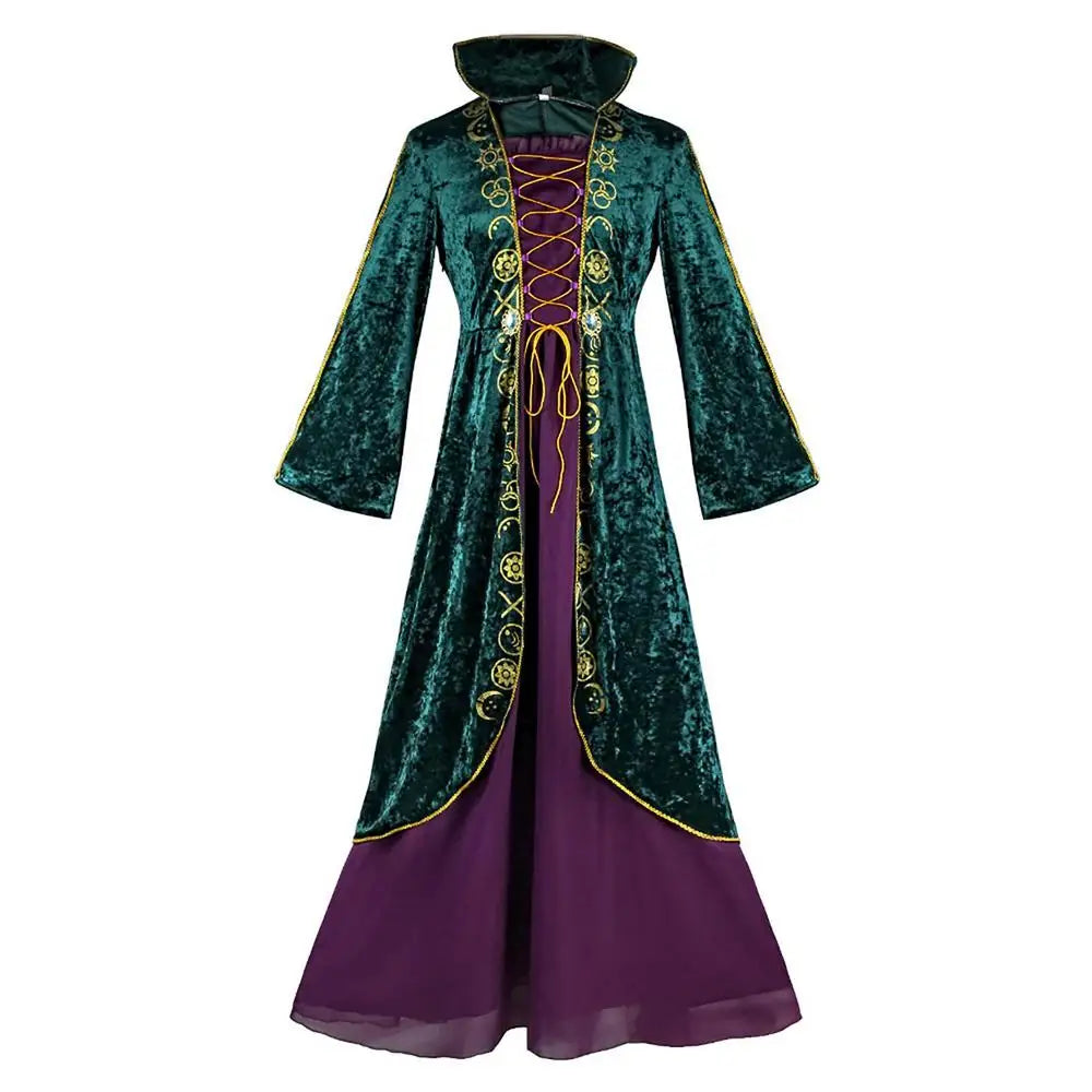 Women Hocus Pocus Winifred Sanderson Womens Cosplay Costume Dress Velvet Halloween Carnival Costumes for Adult Women S-3XL