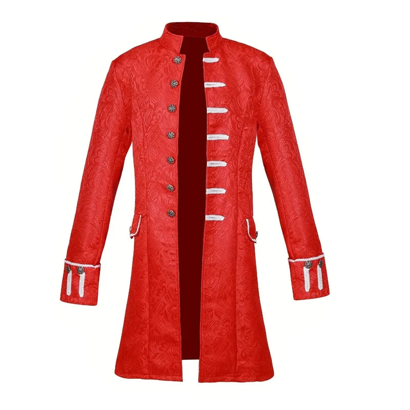 Men Steampunk Vintage Jacket Halloween Costume Retro Gothic Victorian Frock Coat Uniform