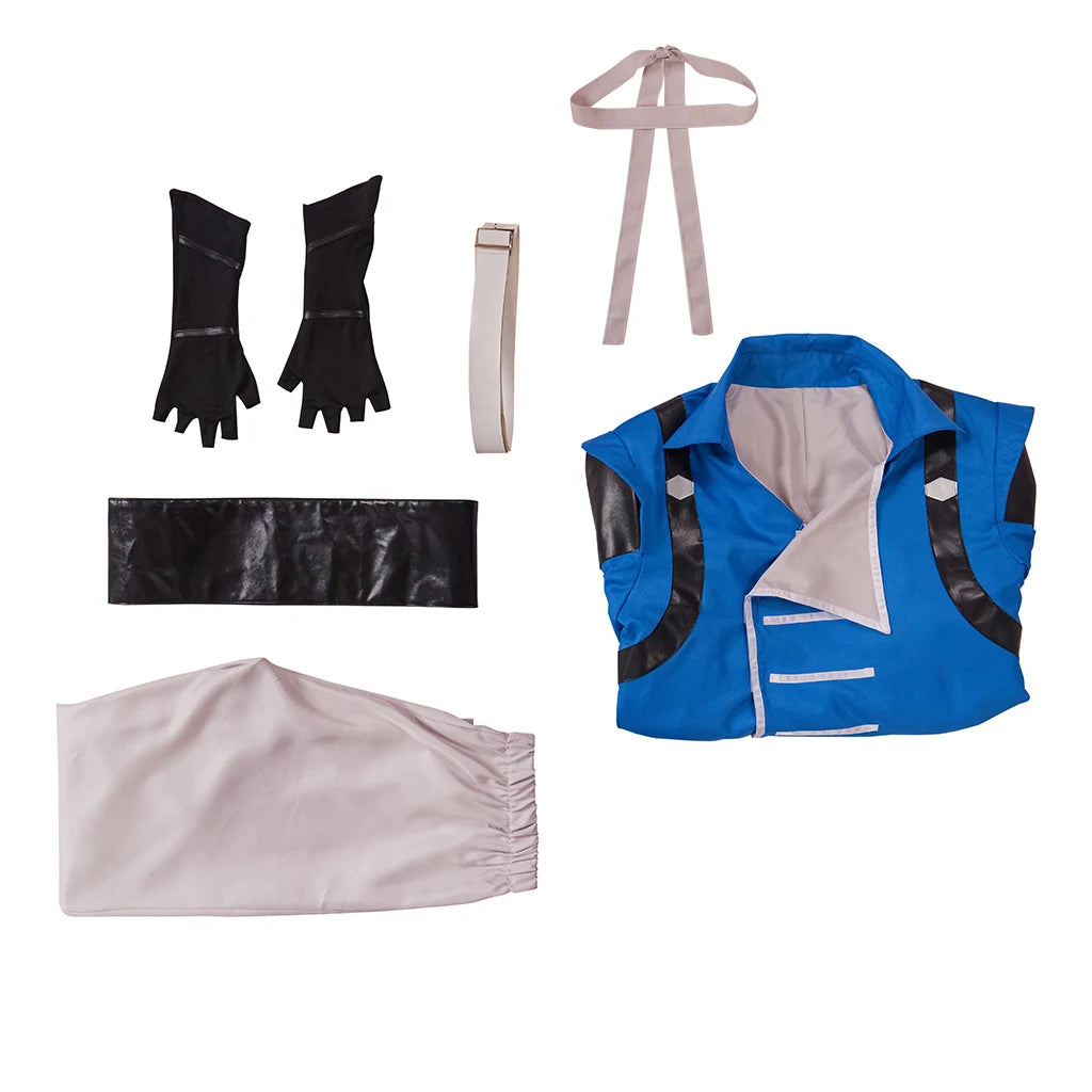 Richter Belmont Cosplay Costume Anime Uniform Blue Top Pants Glove Suit Male Halloween Carnival Party Costume