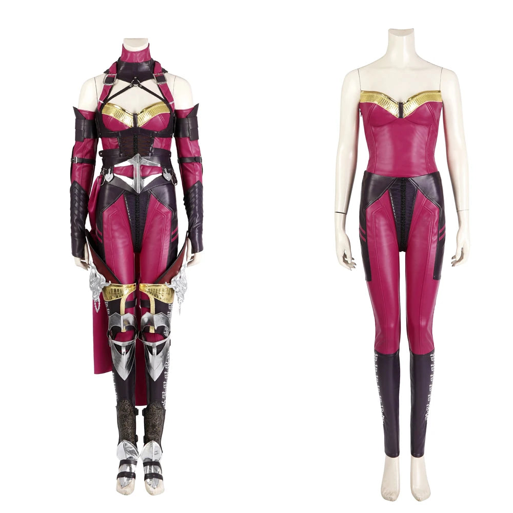 Sexy Woman Mileena Cosplay Costume and Accessories Halloween Comic Con Fancy Dress Outfit Custom Size