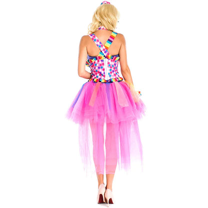 Halloween Classic Candy Color Circus Clown Fairy Cosplay Costume Carnival Party Casual Funny Quinn Honey Joke Dress