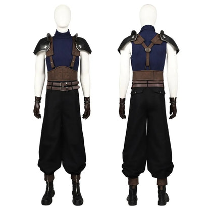 FF7 Zack Cosplay Costume Remake Outfit with Belt Top Pants Accessories Custom Size for Halloween Carnival