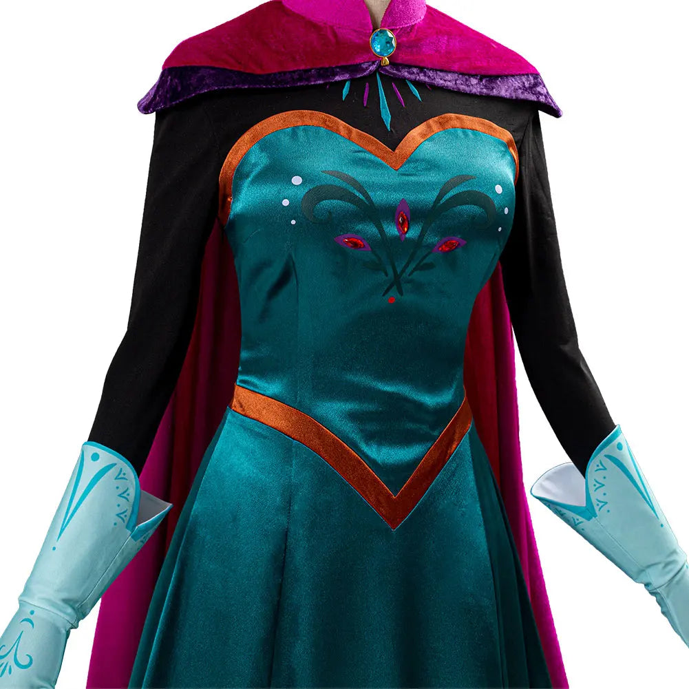 Cosplay Princess Dress Fantasy Clothing Movie Cartoon Princess Queen Halloween Disguise Outfits Glove Cloak Suit Gifts