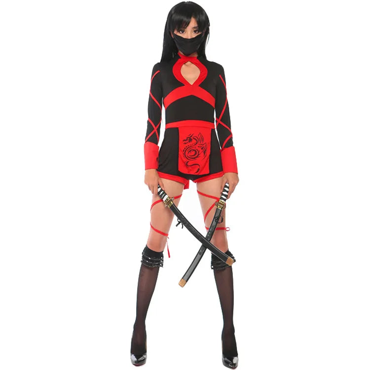 Anime Women Sexy Ninja Costume  Dragon Samurai Ninja Cosplay One-piece Garment Jumpsuit Uniform Sexy Suit Halloween Female Adult