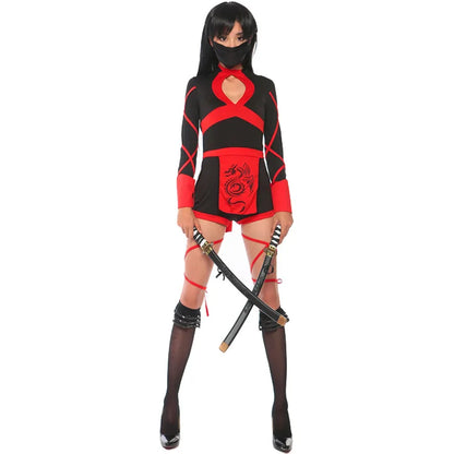 Anime Women Sexy Ninja Costume  Dragon Samurai Ninja Cosplay One-piece Garment Jumpsuit Uniform Sexy Suit Halloween Female Adult