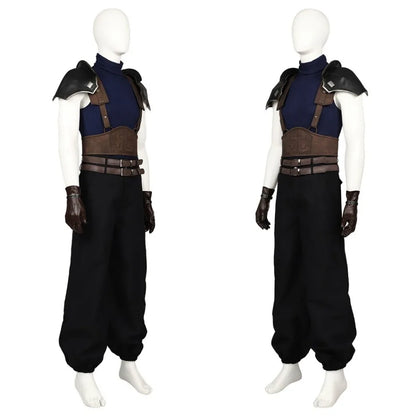 FF7 Zack Cosplay Costume Remake Outfit with Belt Top Pants Accessories Custom Size for Halloween Carnival