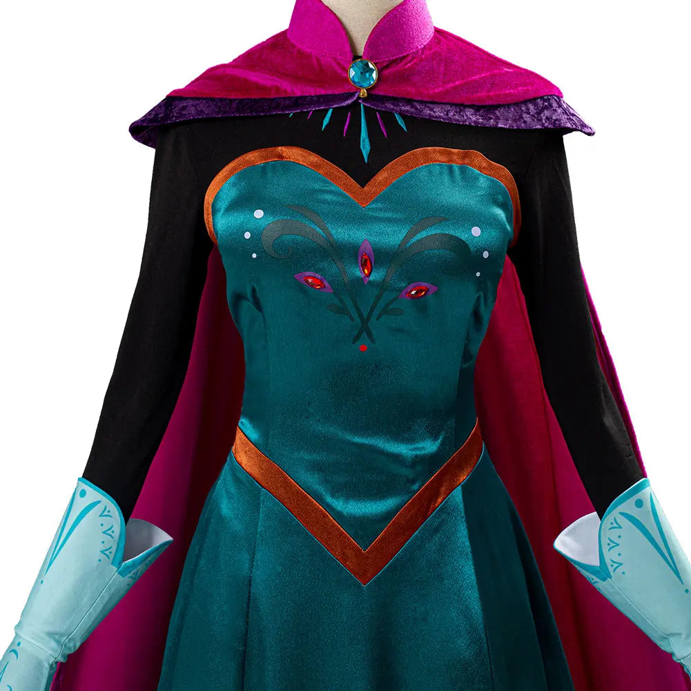 Cosplay Princess Dress Fantasy Clothing Movie Cartoon Princess Queen Halloween Disguise Outfits Glove Cloak Suit Gifts