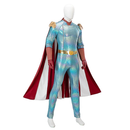 The Boys Homelander Ice Cosplay Costume Jumpsuit Cloak Boots Full Set Custom Size