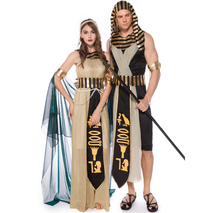 Halloween Carnival Pharaoh Cleopatra Couples Egypt Egyptian Queen Costume Myth Goddess Role Play Cosplay Fancy Party Adult Dress