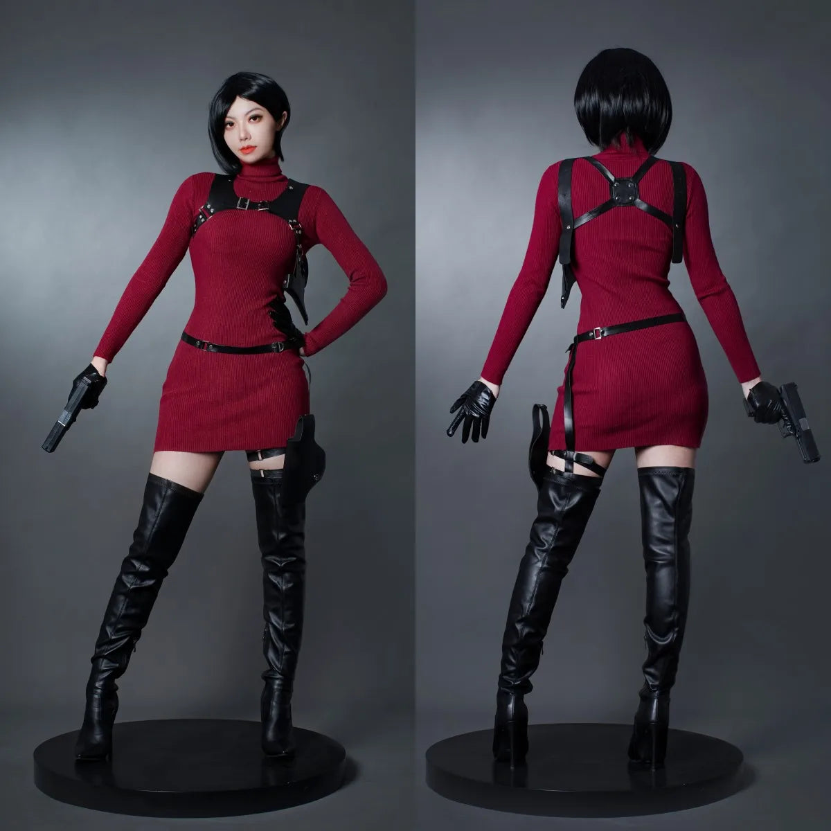 Ada Wong Cosplay Costume Remake Dress Outfit with Accessories for Women Halloween