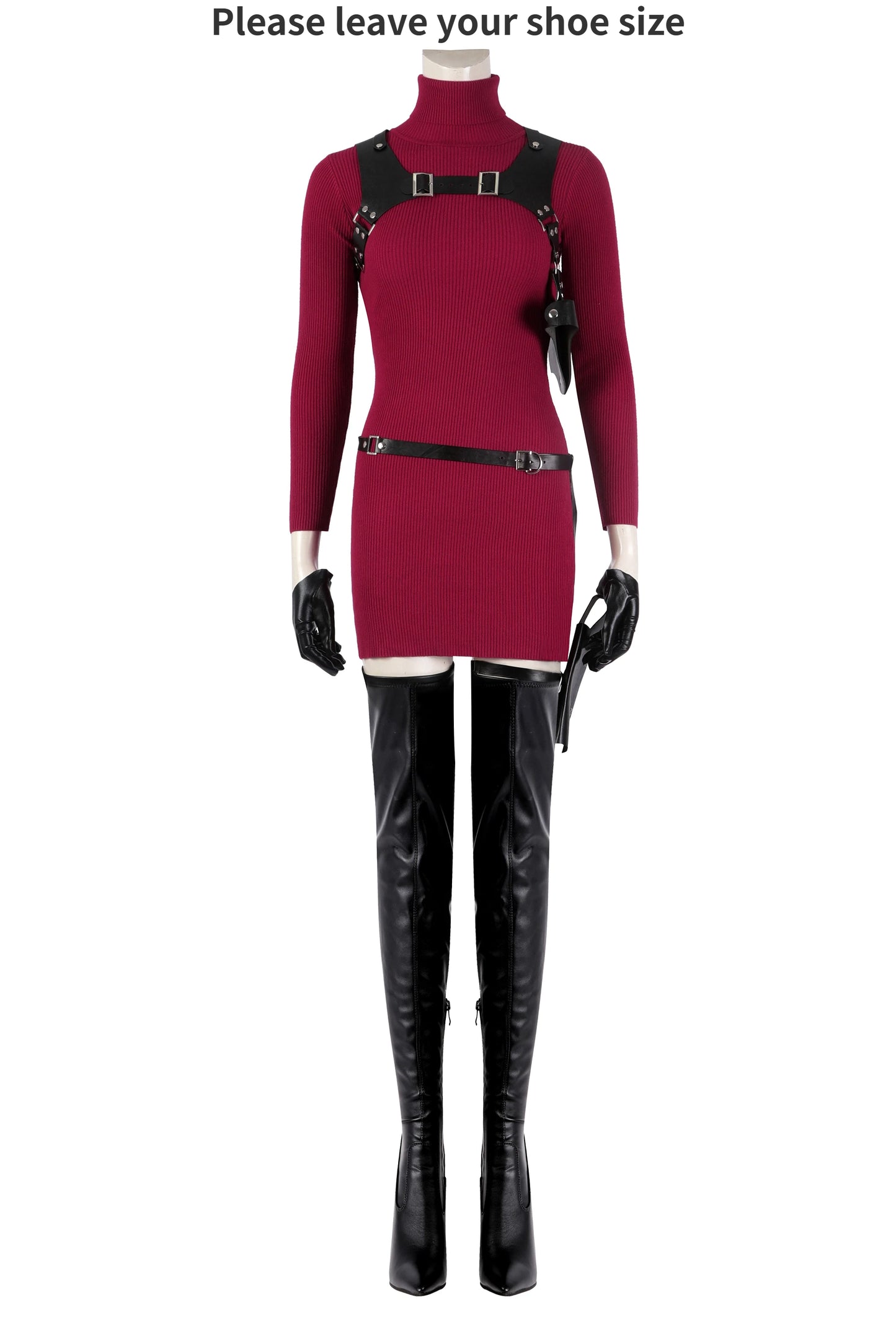 Ada Wong Cosplay Costume Remake Dress Outfit with Accessories for Women Halloween