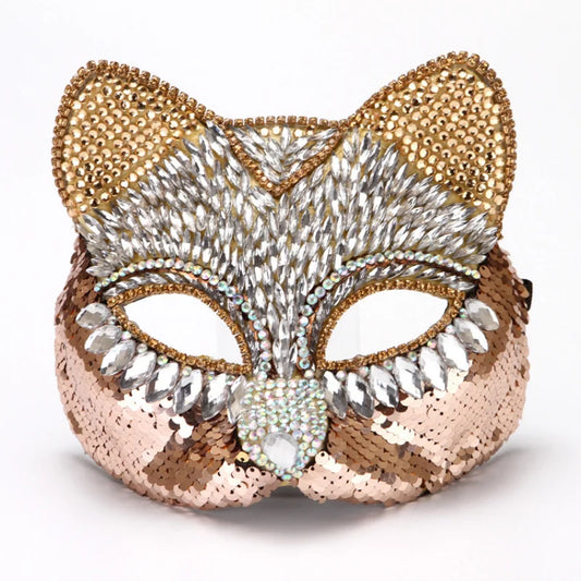 Sexy Diamond Masquerade Cat Mask Glitter Face Cover Women Halloween Carnival Party Dress Up Cospaly Fox Mask Men Fancy Dress