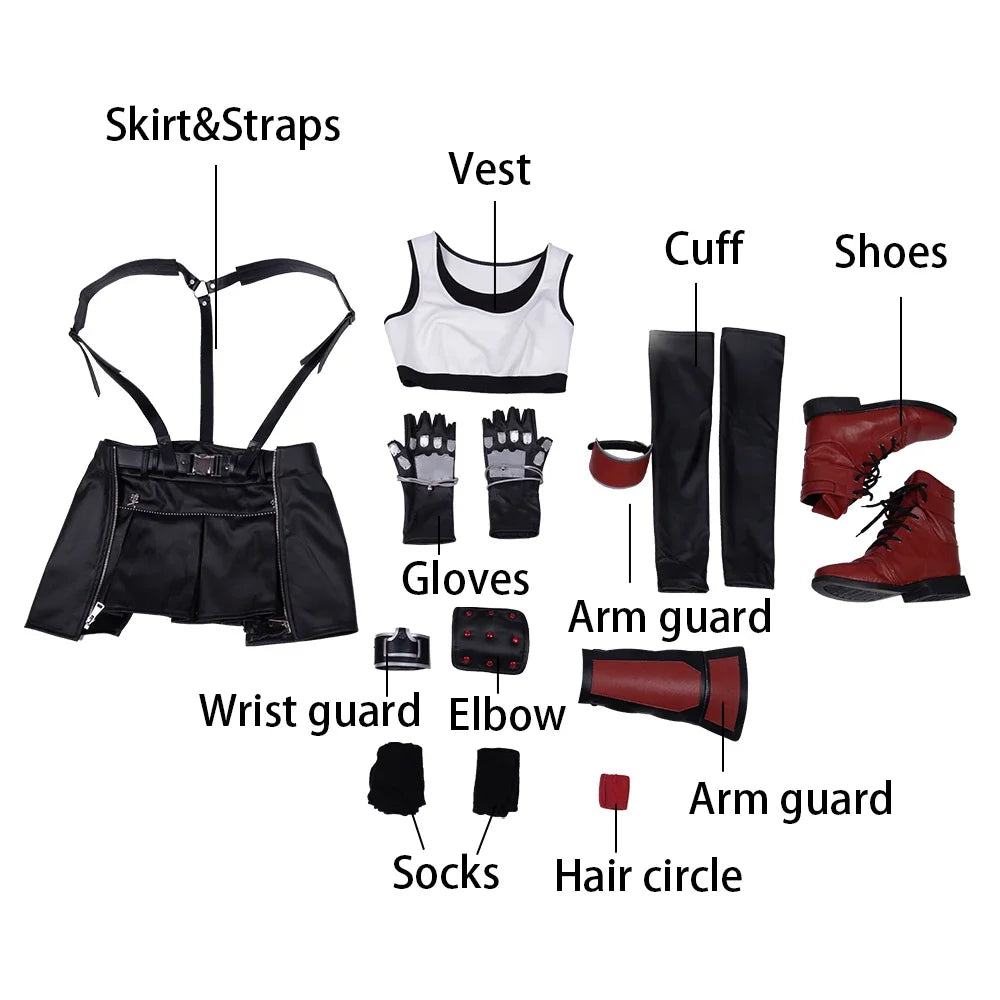 Tifa Cosplay Costume Game Outfit Vest Skirt Custom Size Halloween Carnival Comic Con Dress